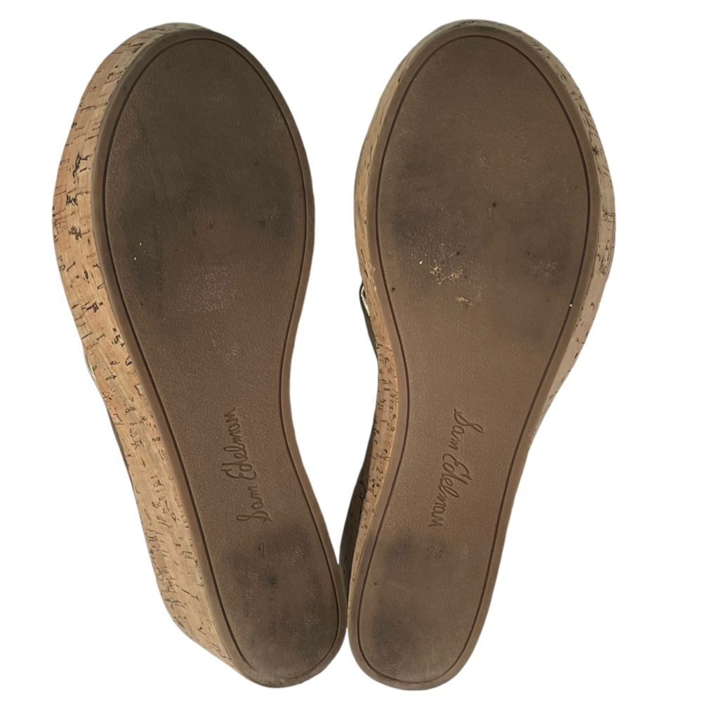 Sam Edelman Ramsey Wedge Sandal‎ in Metallic Gold Size US 7.5 EU 38 Shoes - Picture 6 of 7